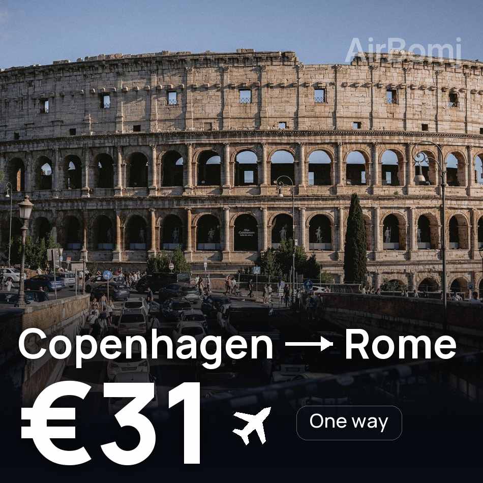 Flight ticket: Copenhagen to Rome, €31