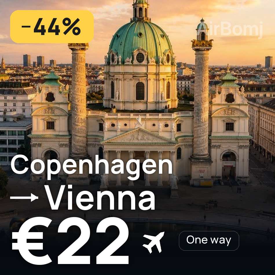Flight ticket: Copenhagen to Vienna, €22