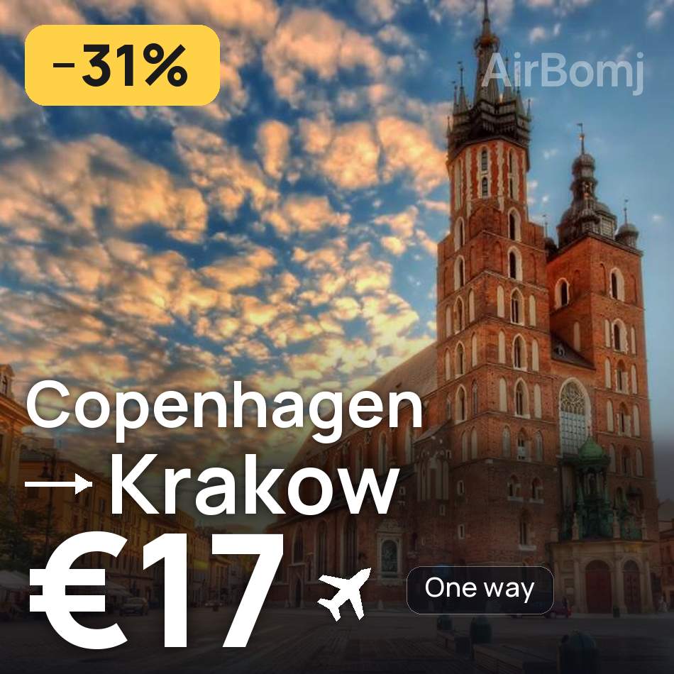 Flight ticket: Copenhagen to Krakow, €17
