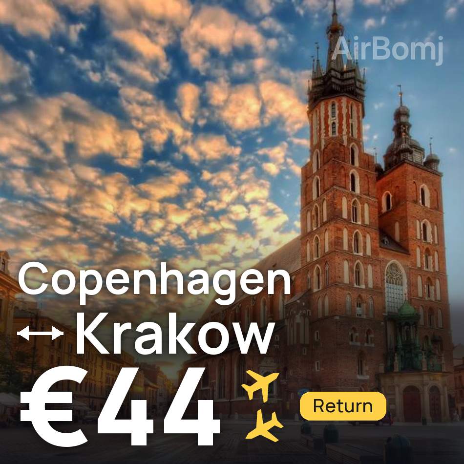 Flight ticket: Copenhagen to Krakow, €44
