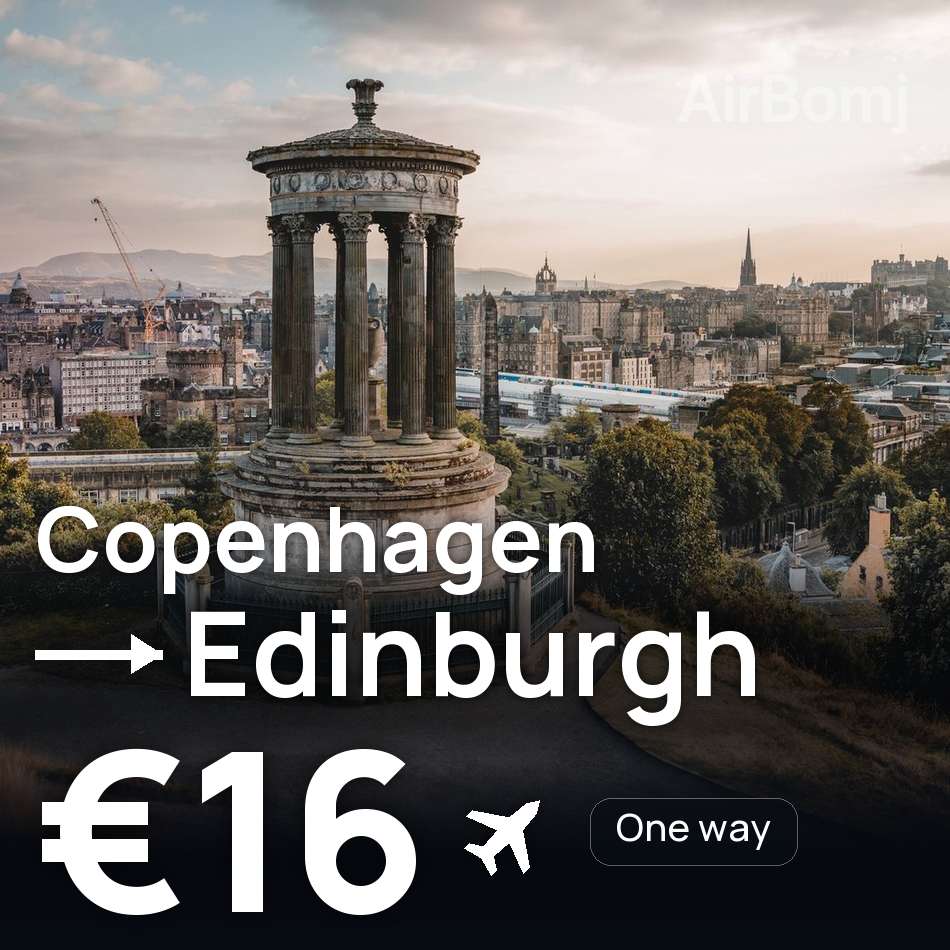 Flight ticket: Copenhagen to Edinburgh, €16