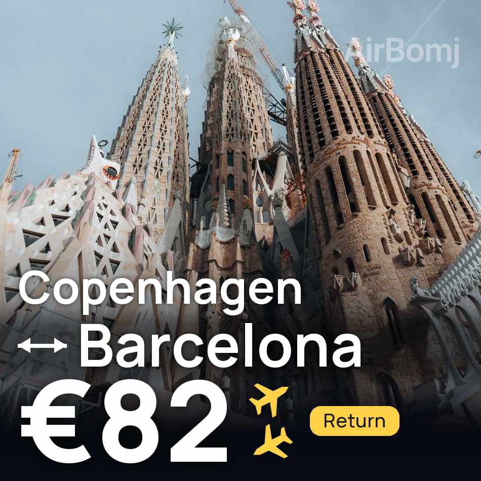 Flight ticket: Copenhagen to Barcelona, €82