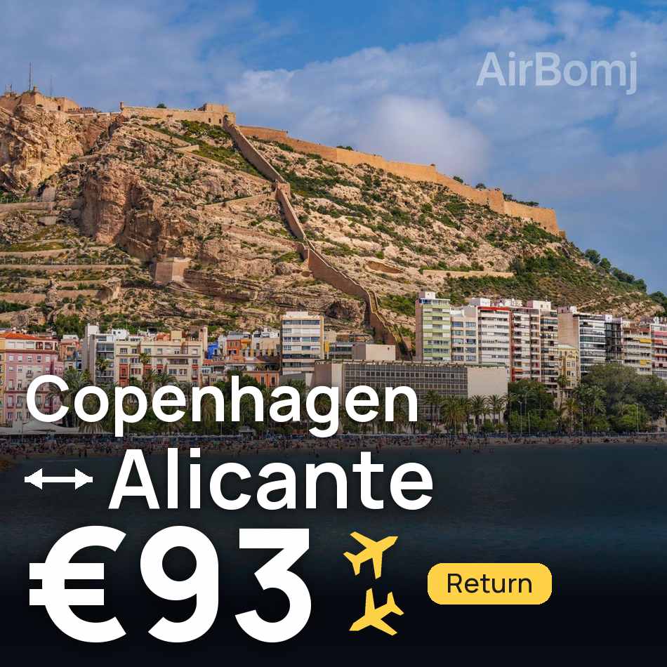 Flight ticket: Copenhagen to Alicante, €93