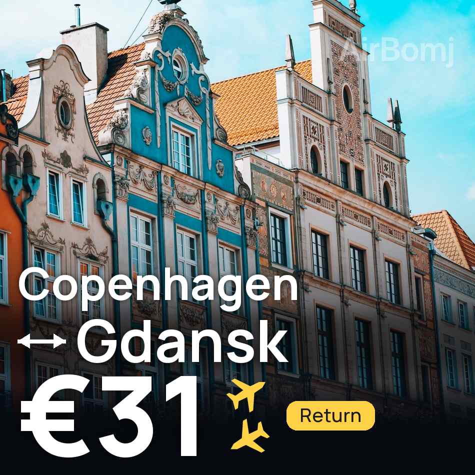 Flight ticket: Copenhagen to Gdansk, €31