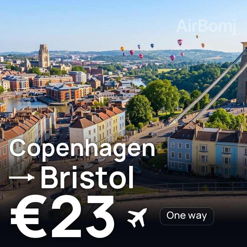 Flight ticket: Copenhagen to Bristol, €23