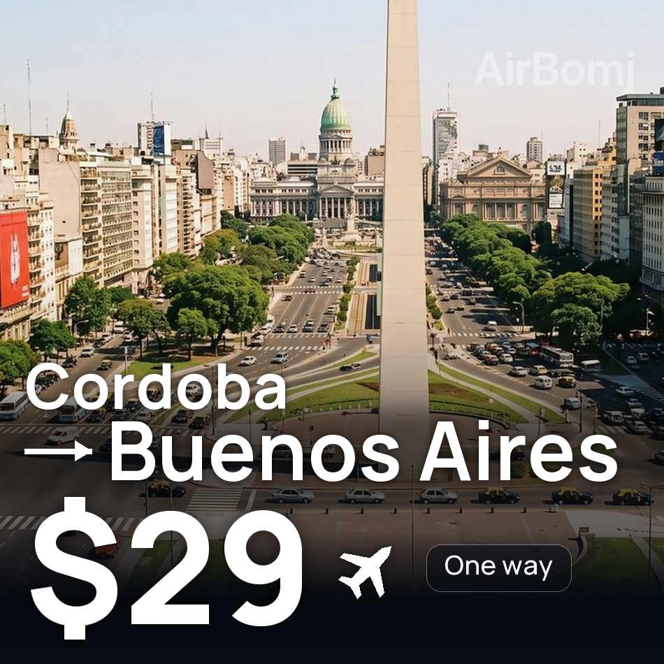 Flight ticket: Cordoba to Buenos Aires, $29