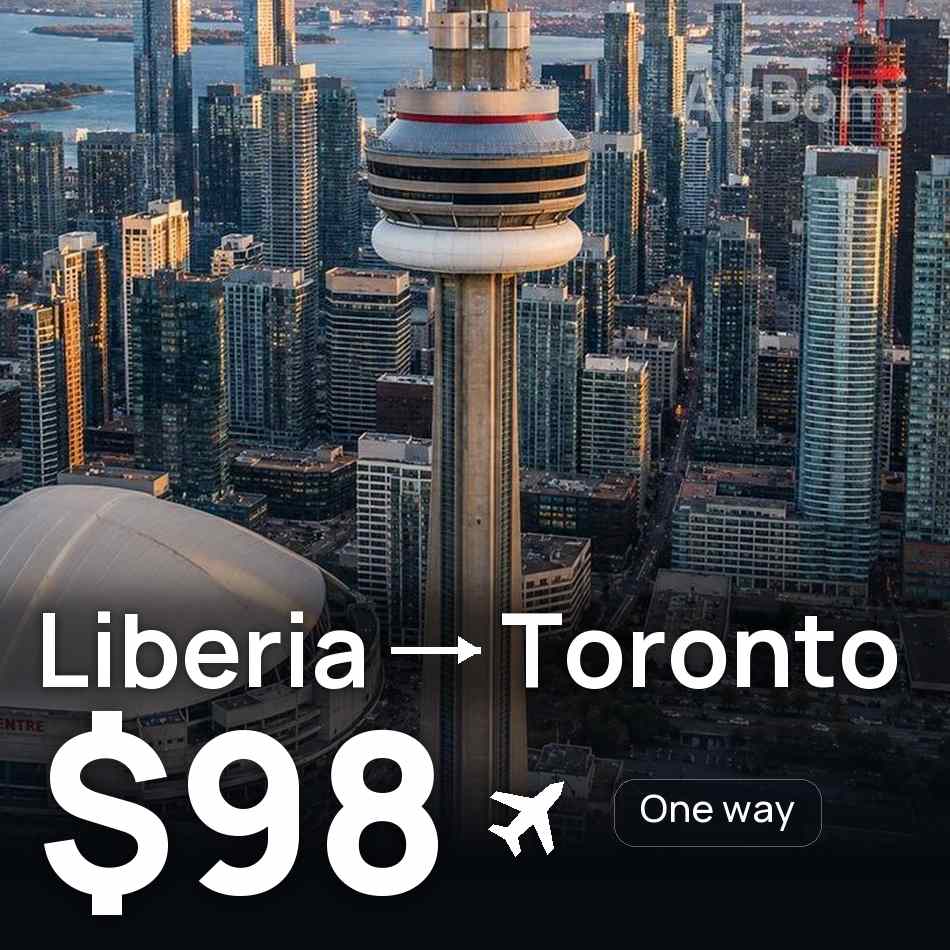 Flight ticket: Liberia to Toronto, $98