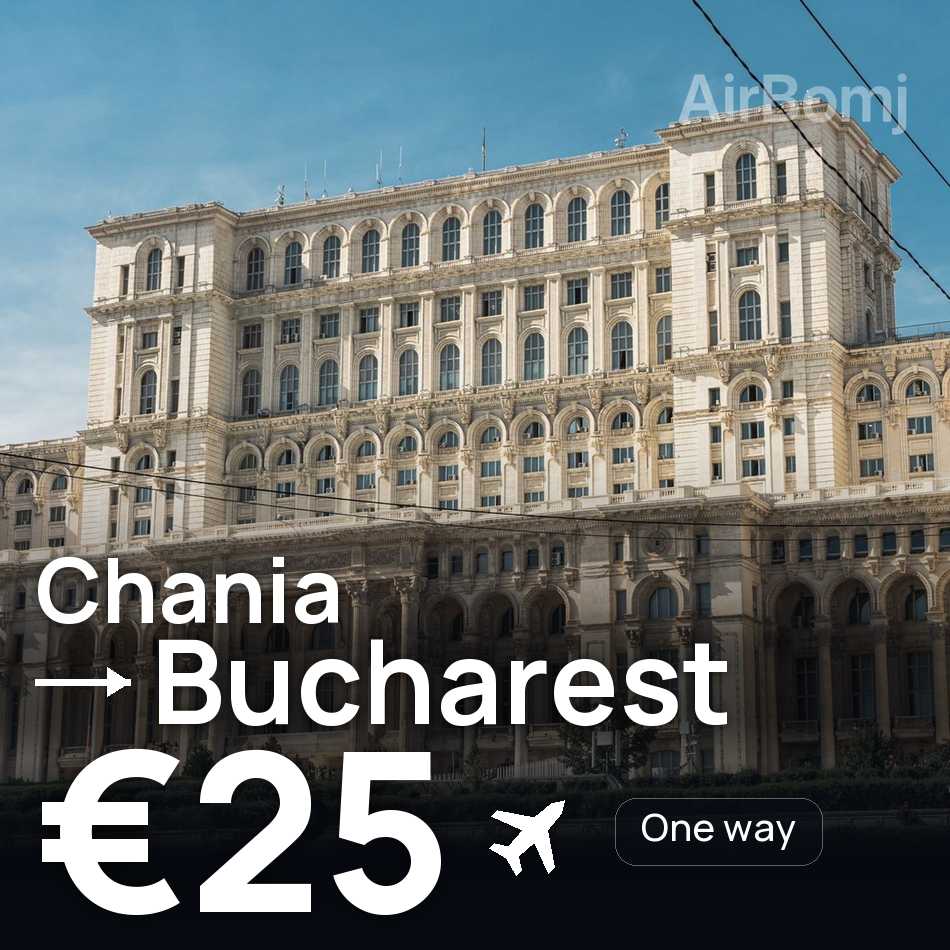 Flight ticket: Chania to Bucharest, €25