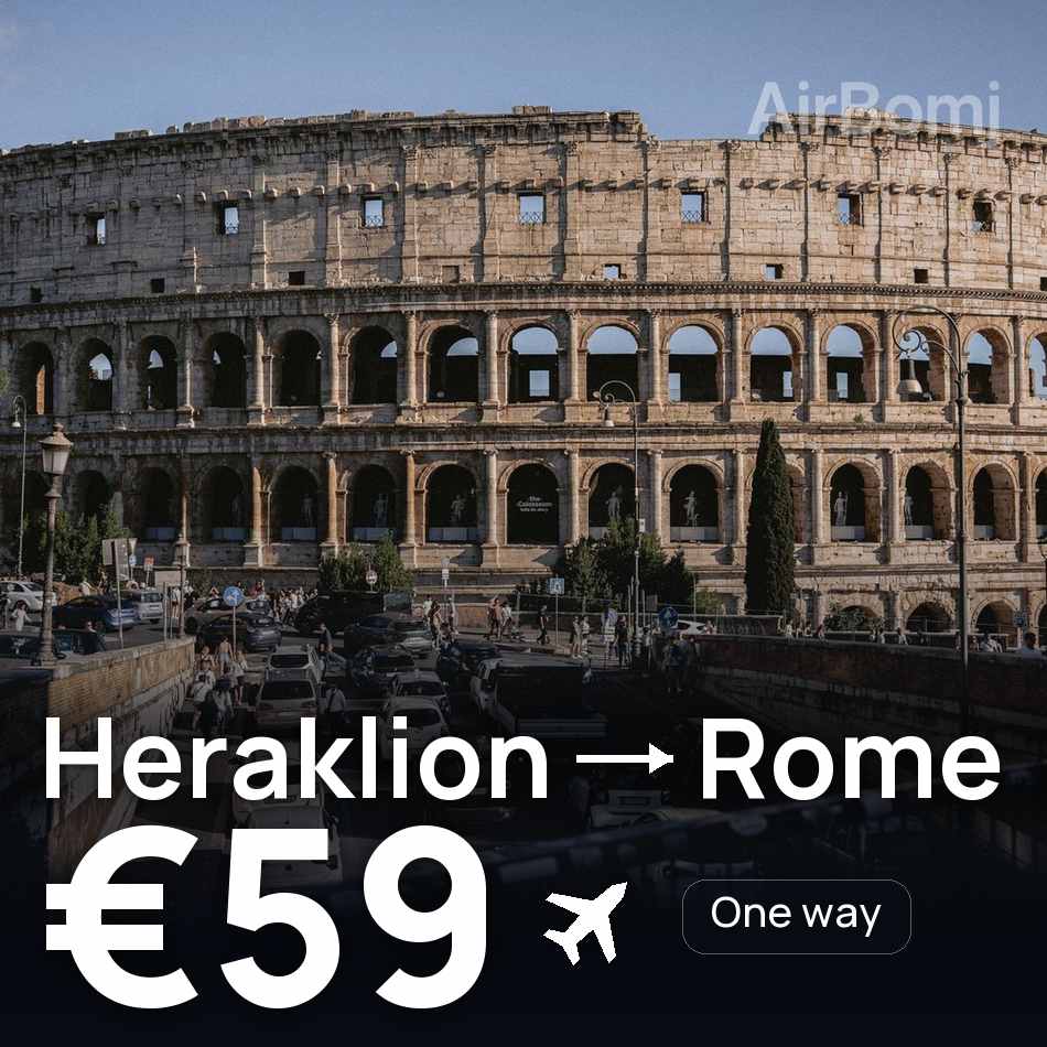Flight ticket: Heraklion to Rome, €59