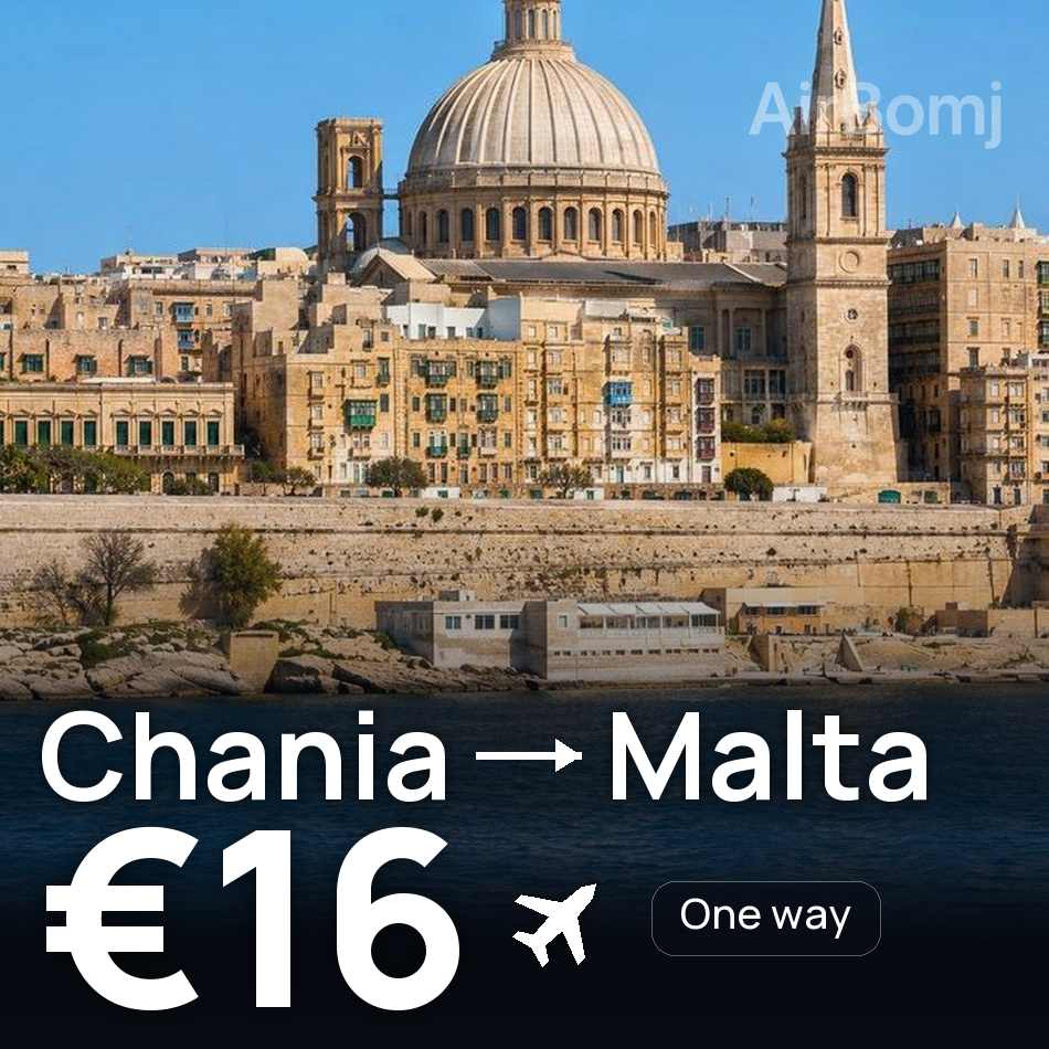 Flight ticket: Chania to Malta, €16