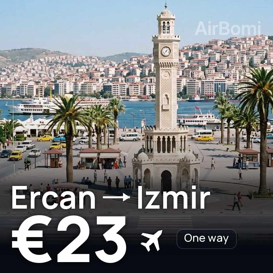 تذكرة طيران: إركان — إزمير، €23
