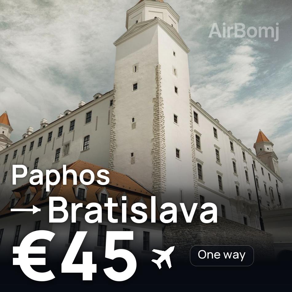 Flight ticket: Paphos to Bratislava, €45