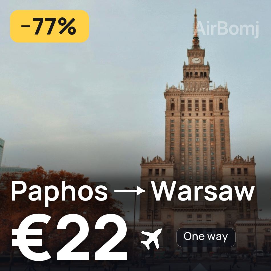 Flight ticket: Paphos to Warsaw, €22