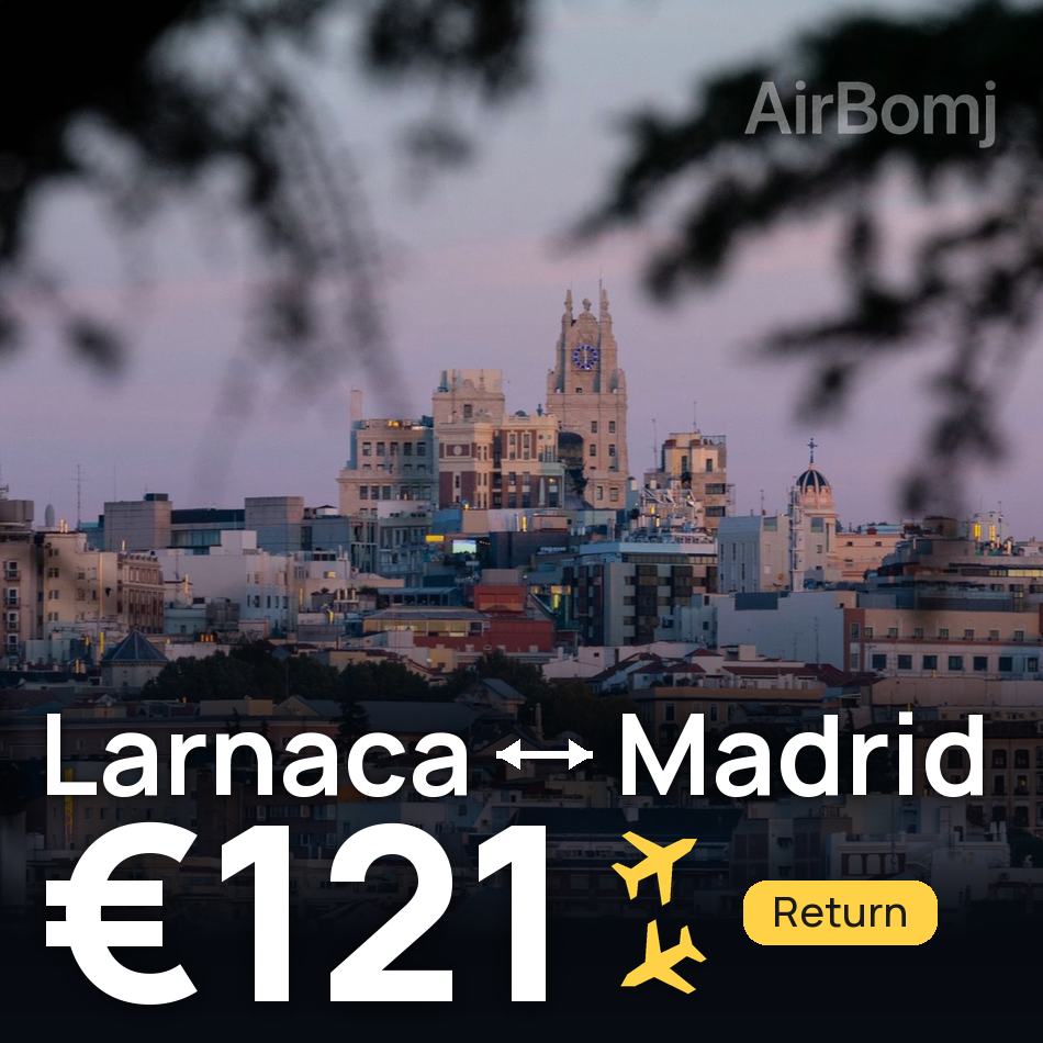 Flight ticket: Larnaca to Madrid, €121