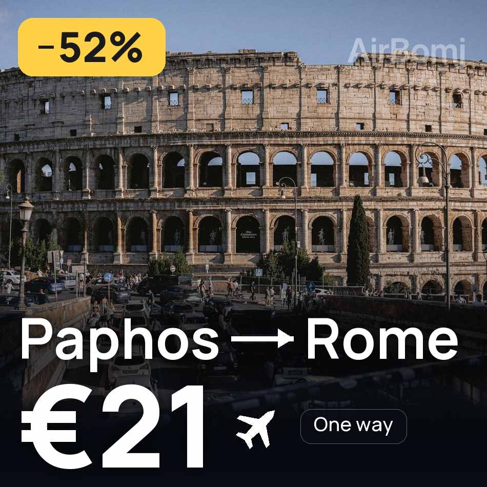 Flight ticket: Paphos to Rome, €21