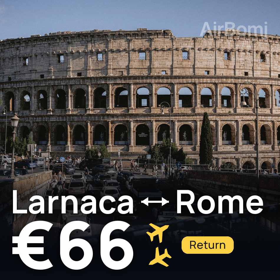 Flight ticket: Larnaca to Rome, €66