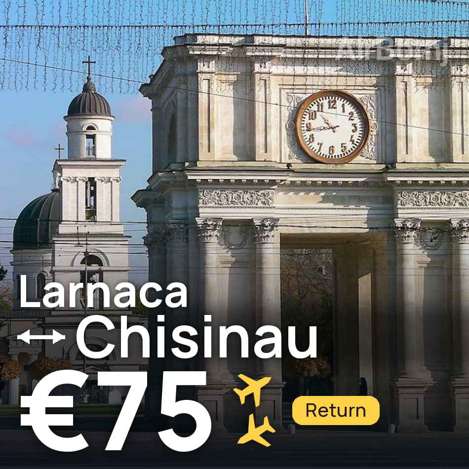 Flight ticket: Larnaca to Chisinau, €75