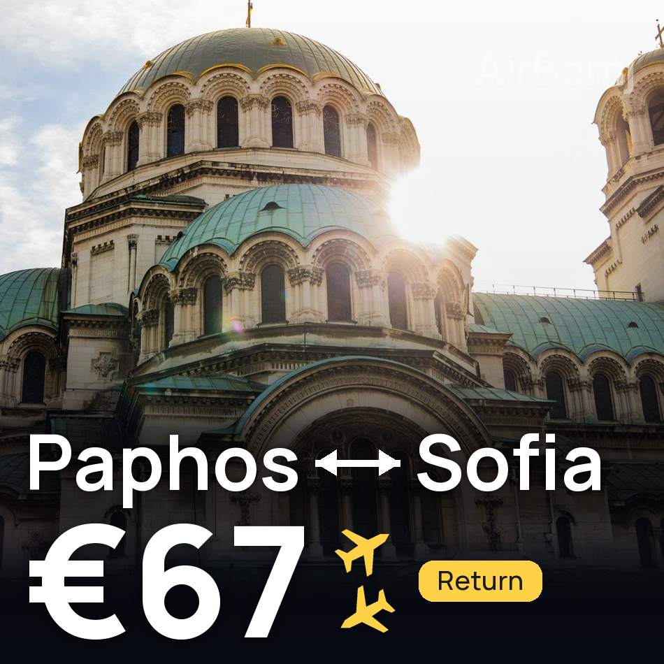 Flight ticket: Paphos to Sofia, €67