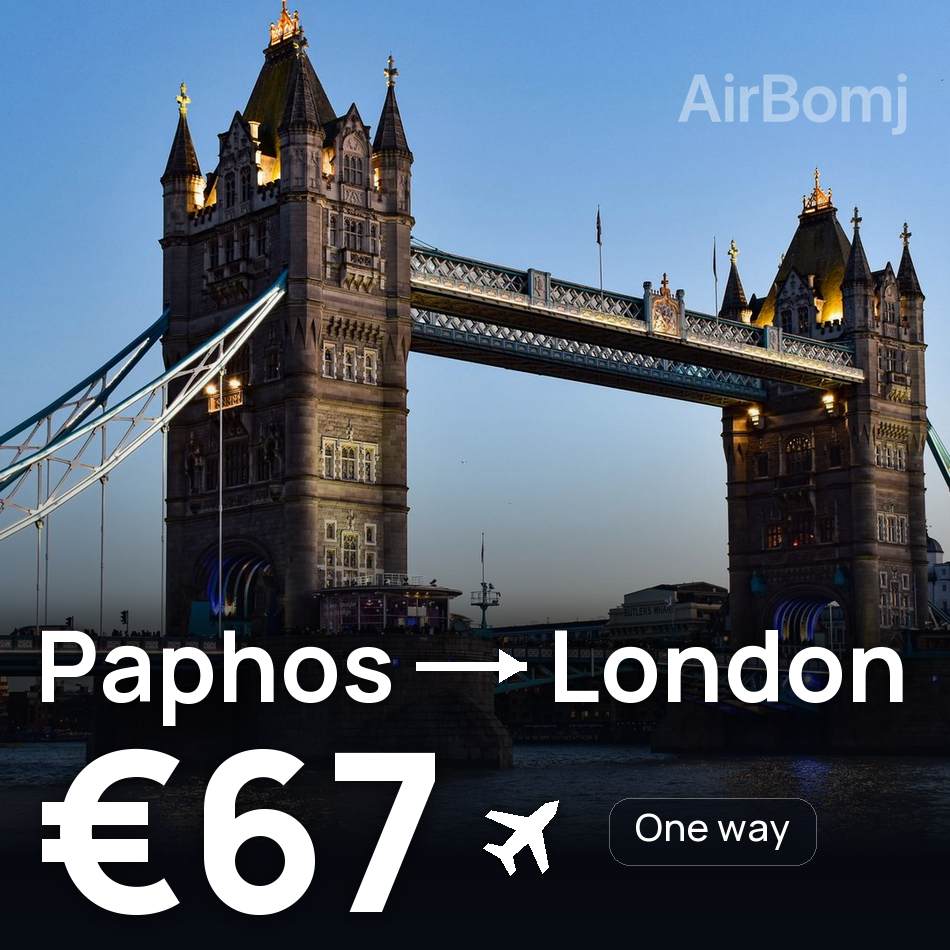 Flight ticket: Paphos to London, €67