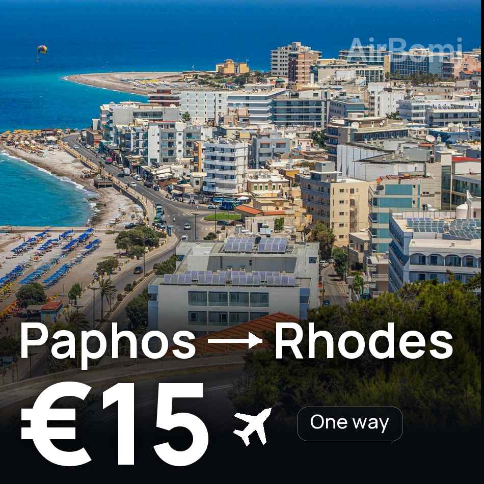 Flight ticket: Paphos to Rhodes, €15