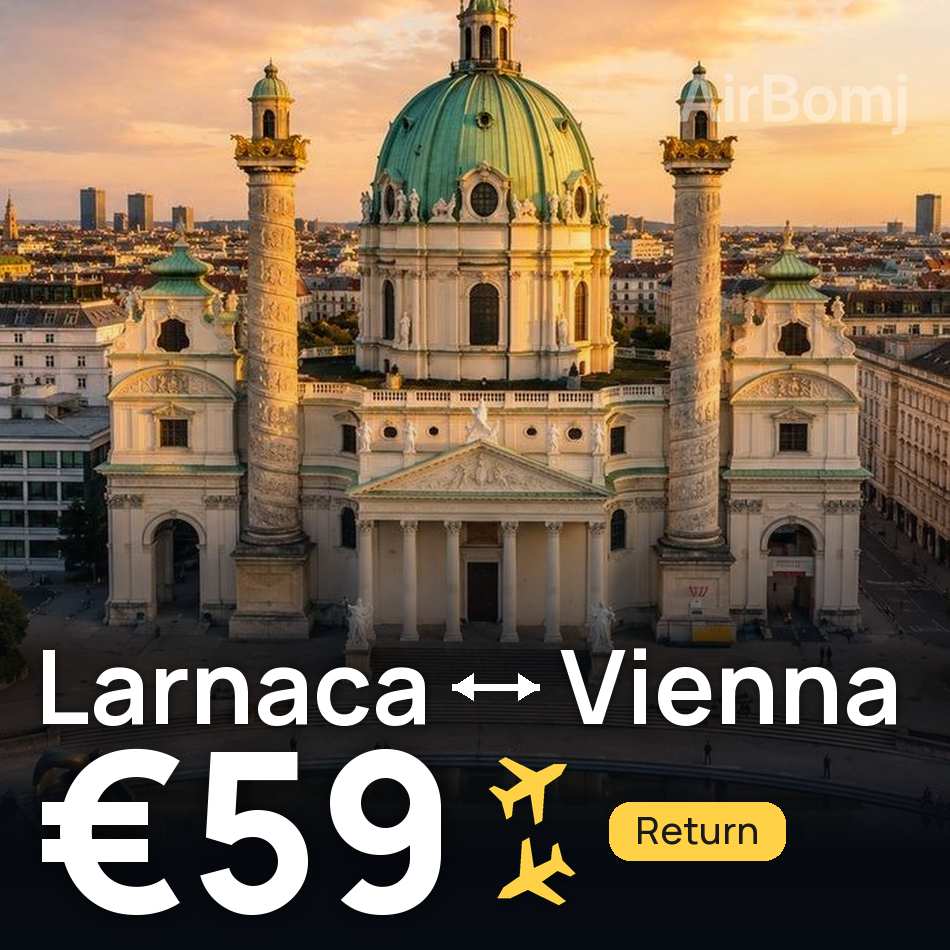 Flight ticket: Larnaca to Vienna, €59