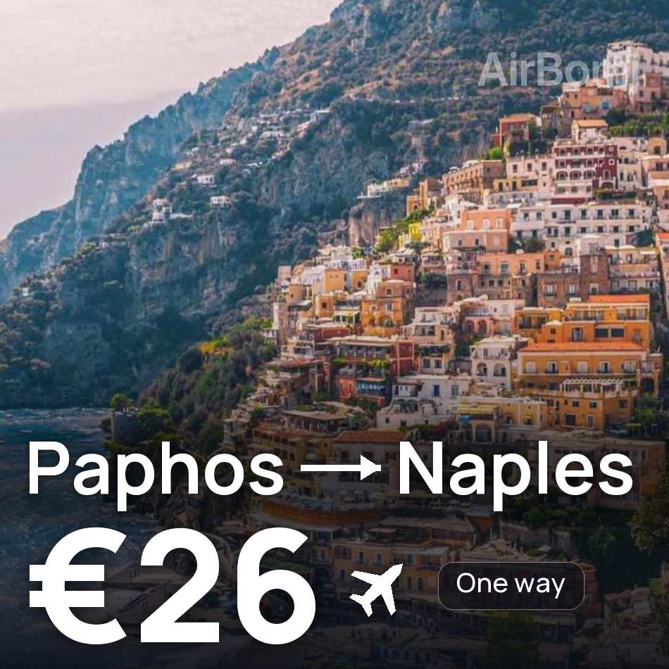 Flight ticket: Paphos to Naples, €26