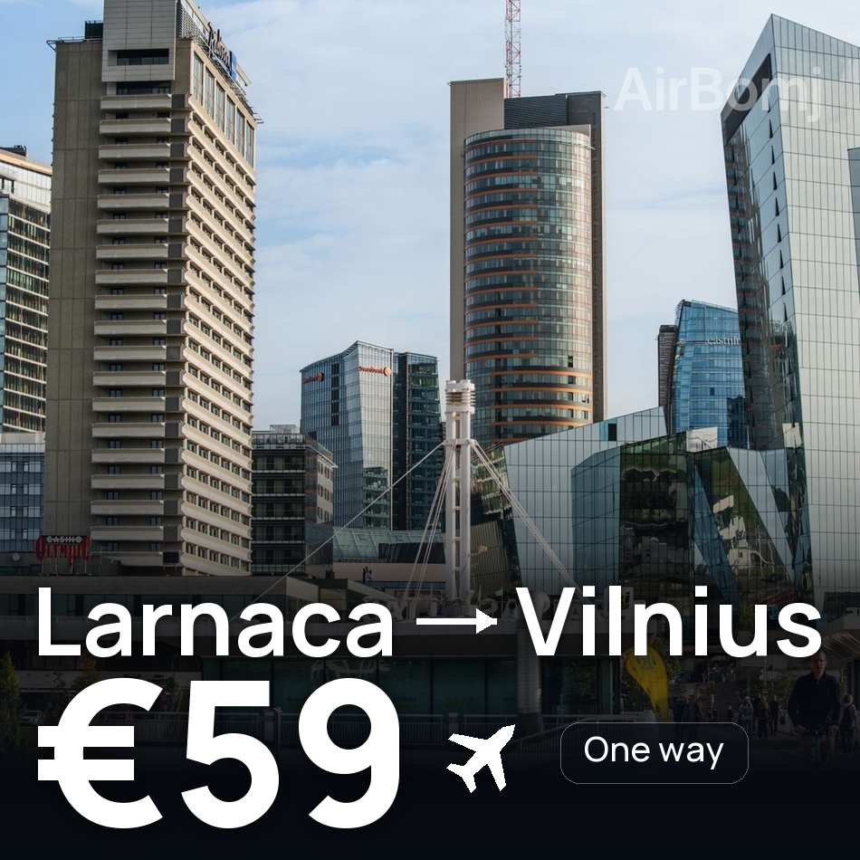 Flight ticket: Larnaca to Vilnius, €59