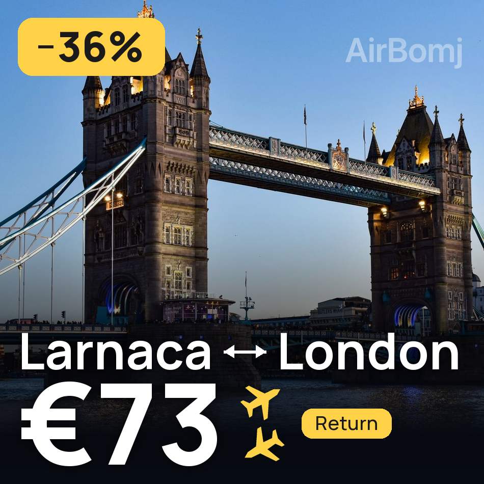 Flight ticket: Larnaca to London, €73