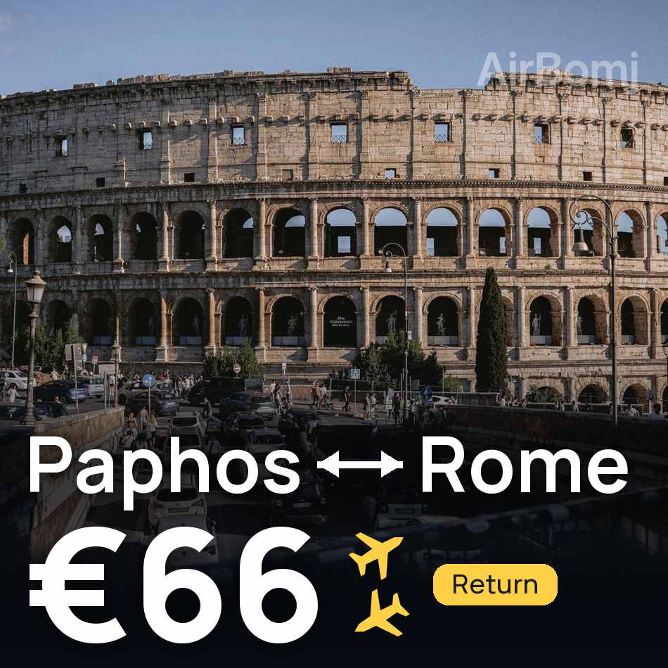 Flight ticket: Paphos to Rome, €66