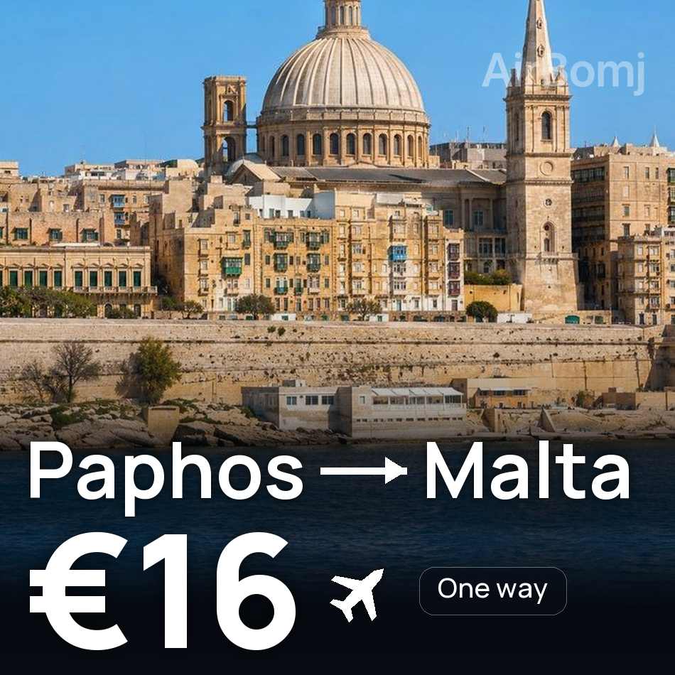Flight ticket: Paphos to Malta, €16