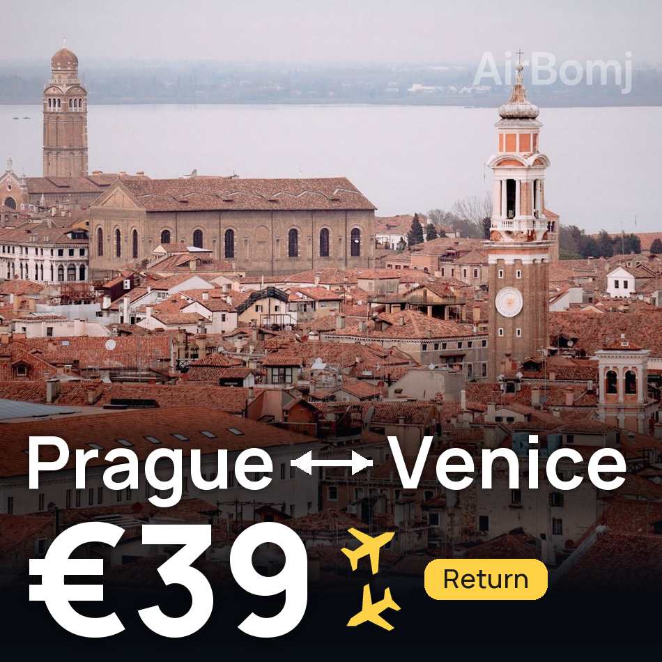 تذكرة طيران: براغ — البندقية، €39