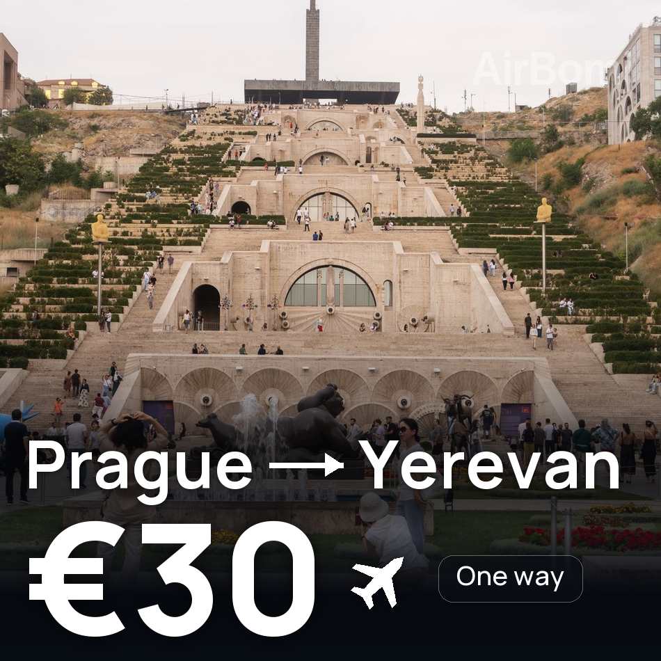 تذكرة طيران: براغ — يريفان، €30