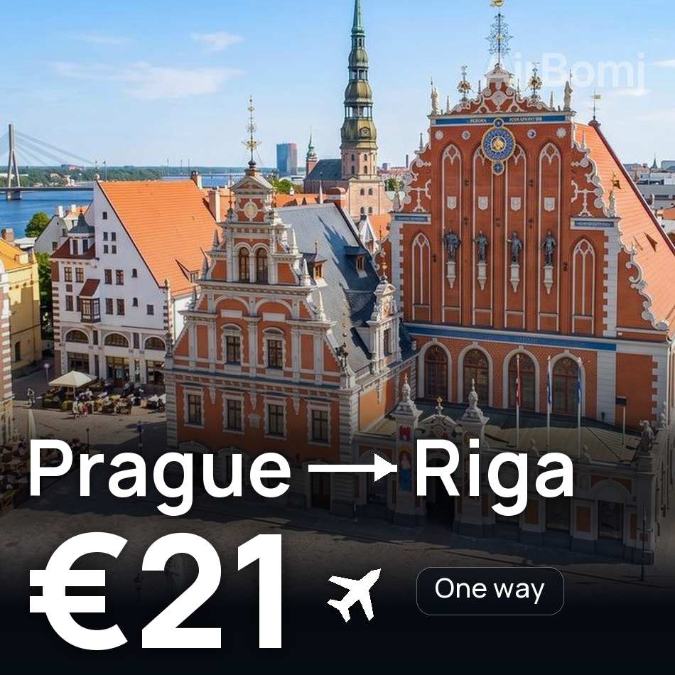 Billet d'avion : Prague — Riga, €21