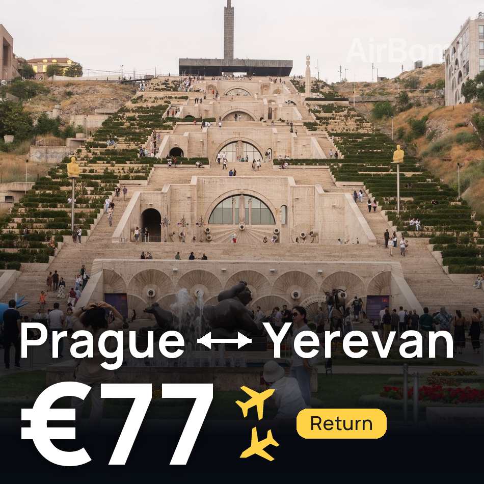 تذكرة طيران: براغ — يريفان، €77