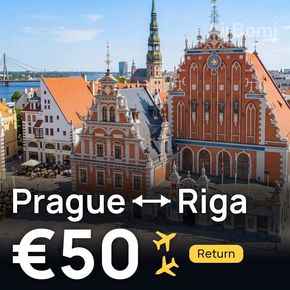 تذكرة طيران: براغ — ريجا، €50