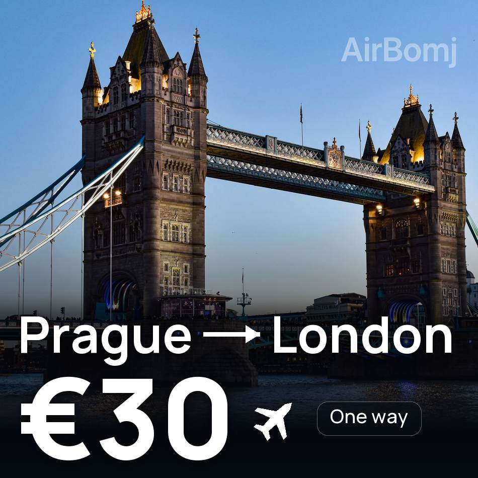تذكرة طيران: براغ — لندن، €30