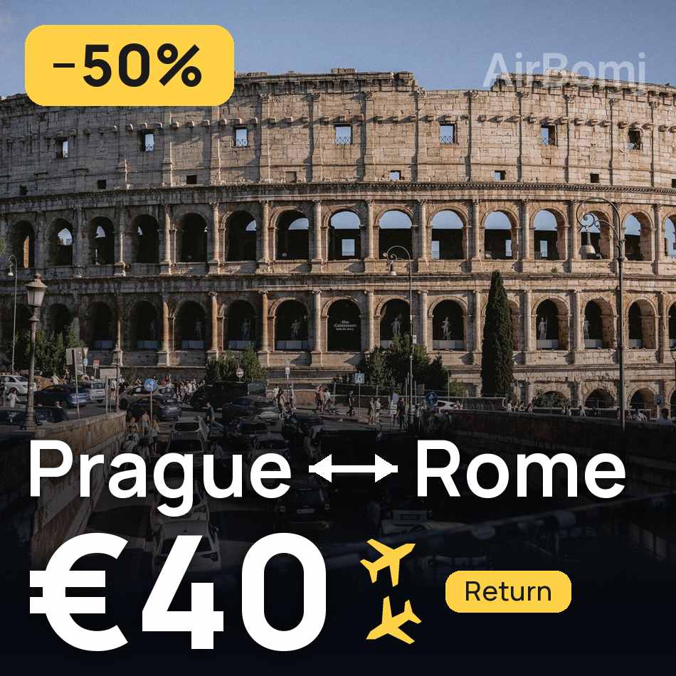 تذكرة طيران: براغ — روما، €40