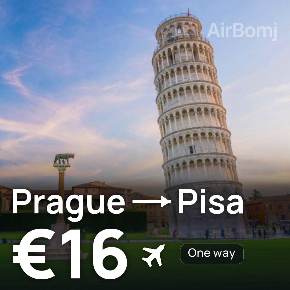 تذكرة طيران: براغ — بيزا، €16