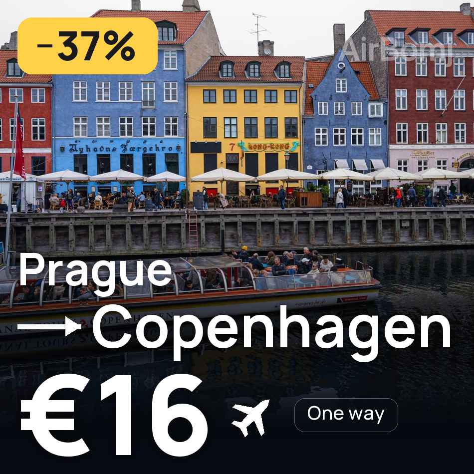 تذكرة طيران: براغ — كوبنهاغن، €16