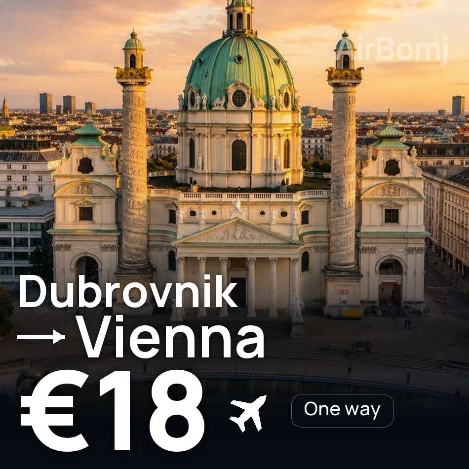 تذكرة طيران: دوبروڤنيك — فيينا، €18