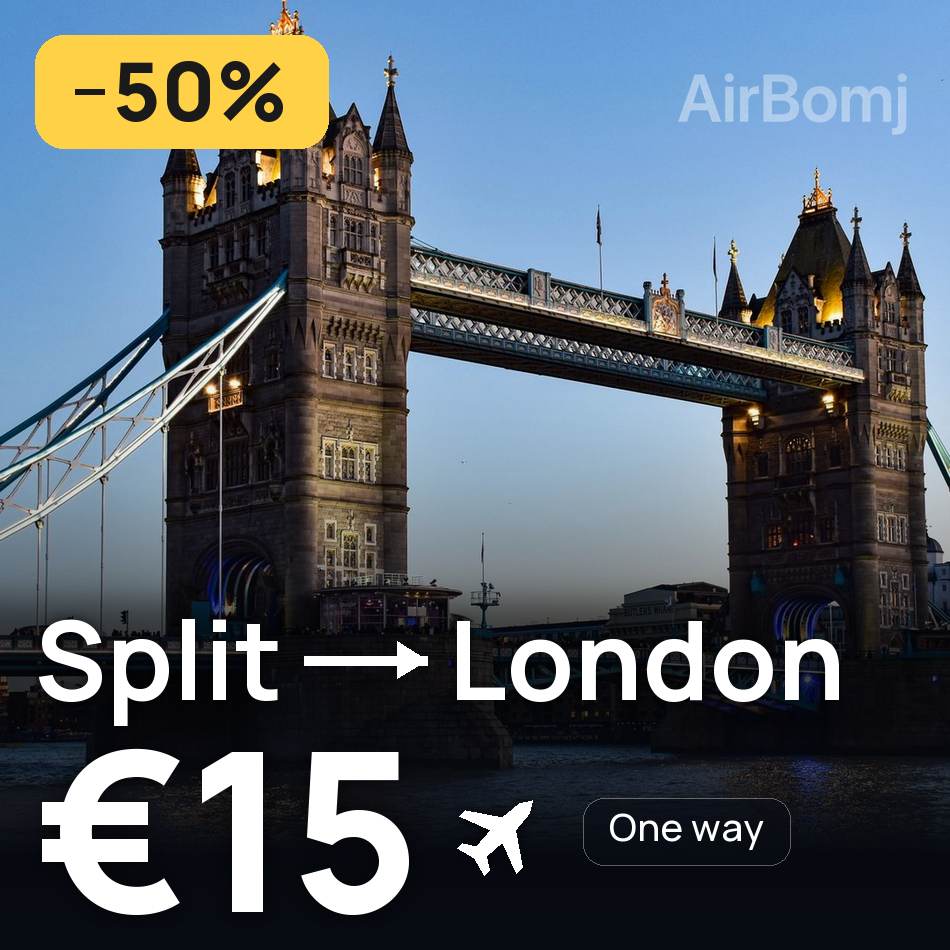 تذكرة طيران: سبليت — لندن، €15