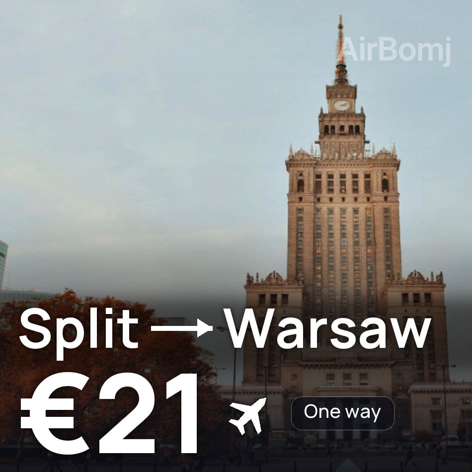 تذكرة طيران: سبليت — وارسو، €21