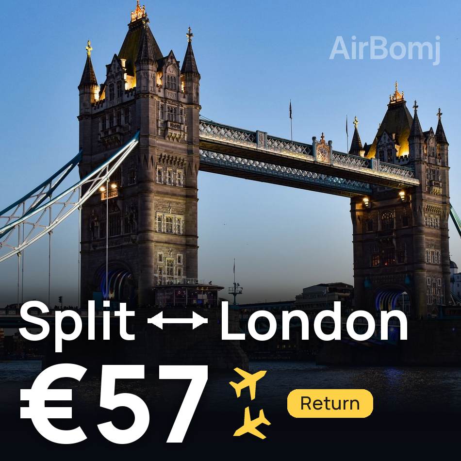 تذكرة طيران: سبليت — لندن، €57