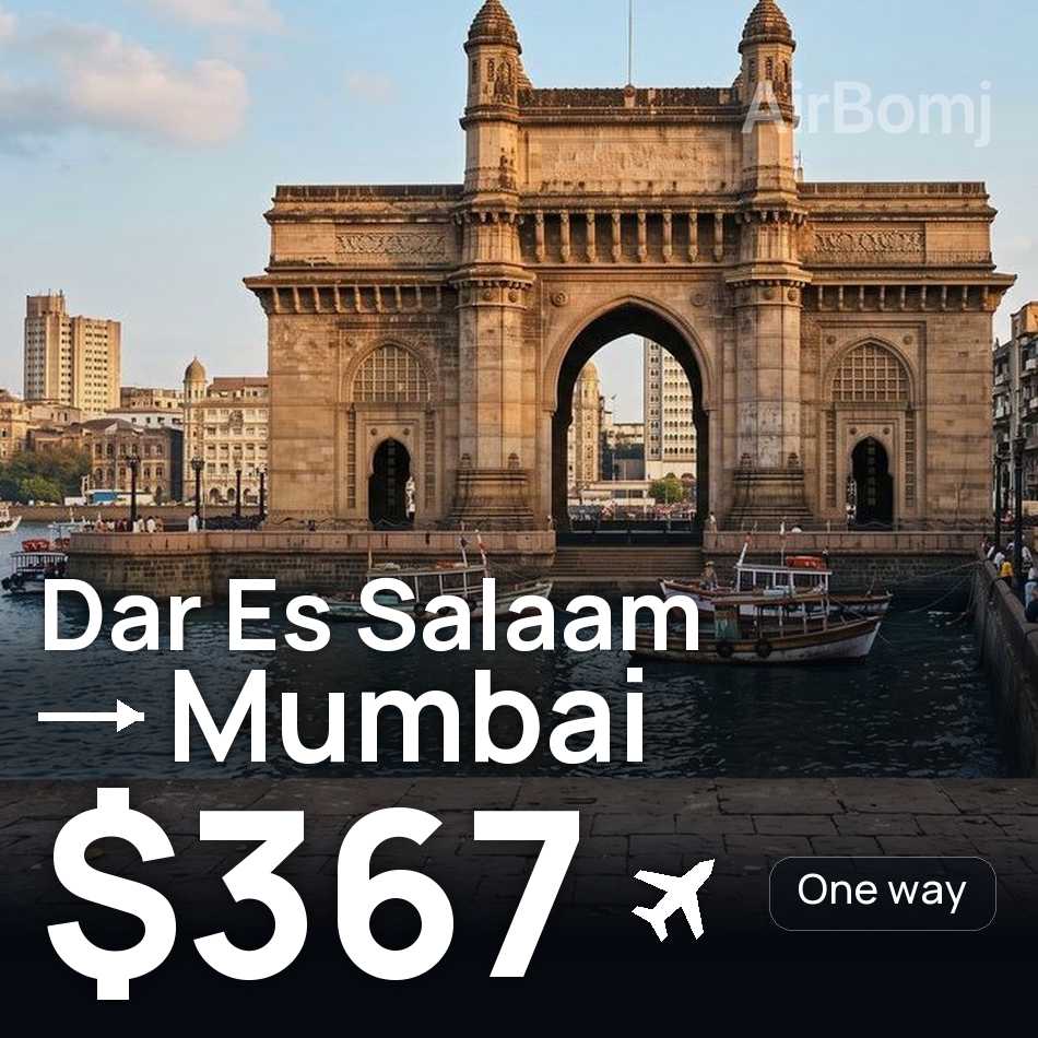 Biglietto aereo: Dar Es Salaam — Mumbai, $367