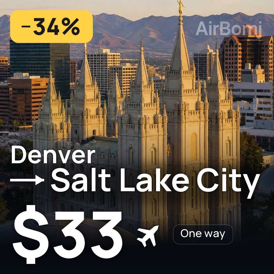 Flugticket: Denver — Salt Lake City, $33