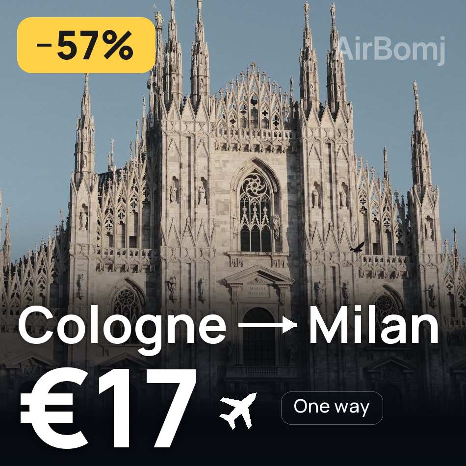 Biglietto aereo: Colonia — Milano, €17