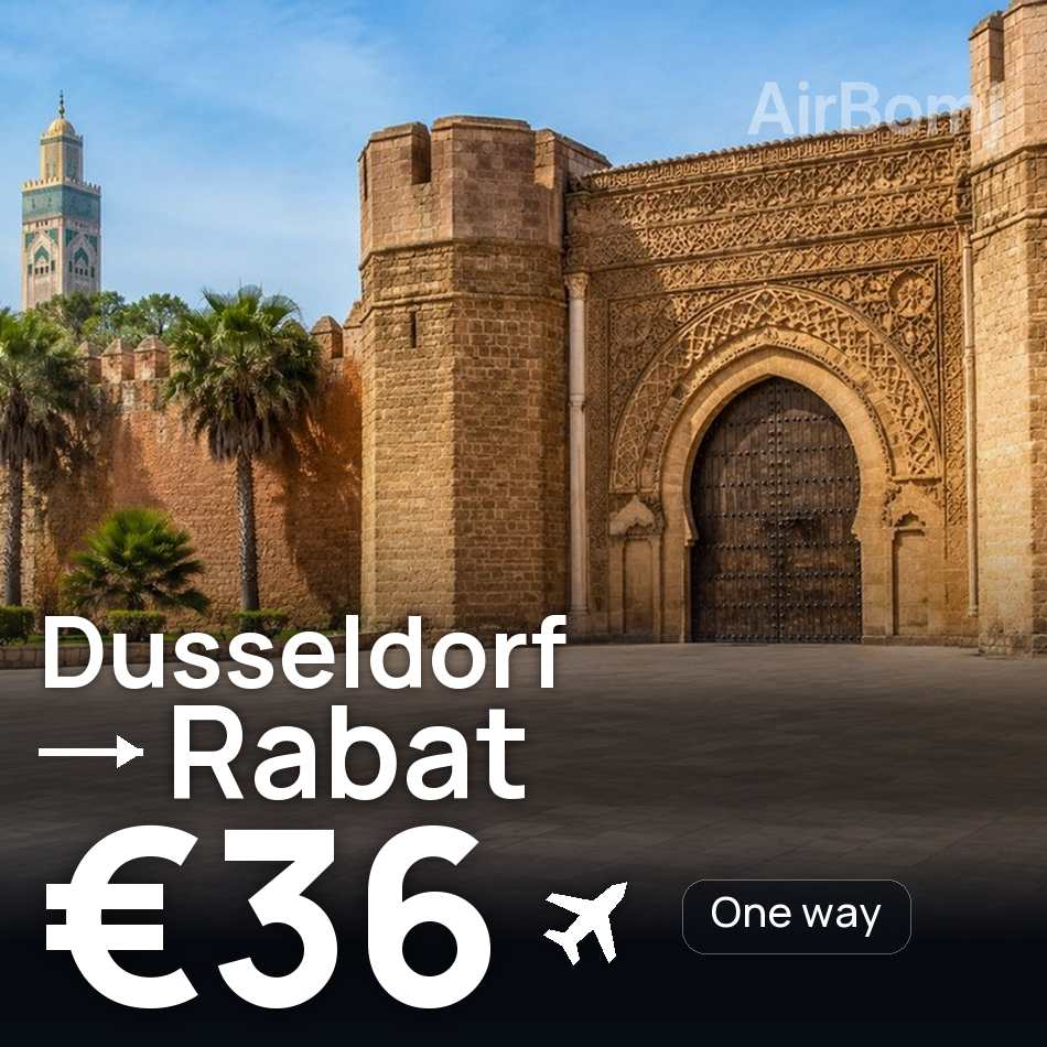 Flight ticket: Dusseldorf to Rabat, €36