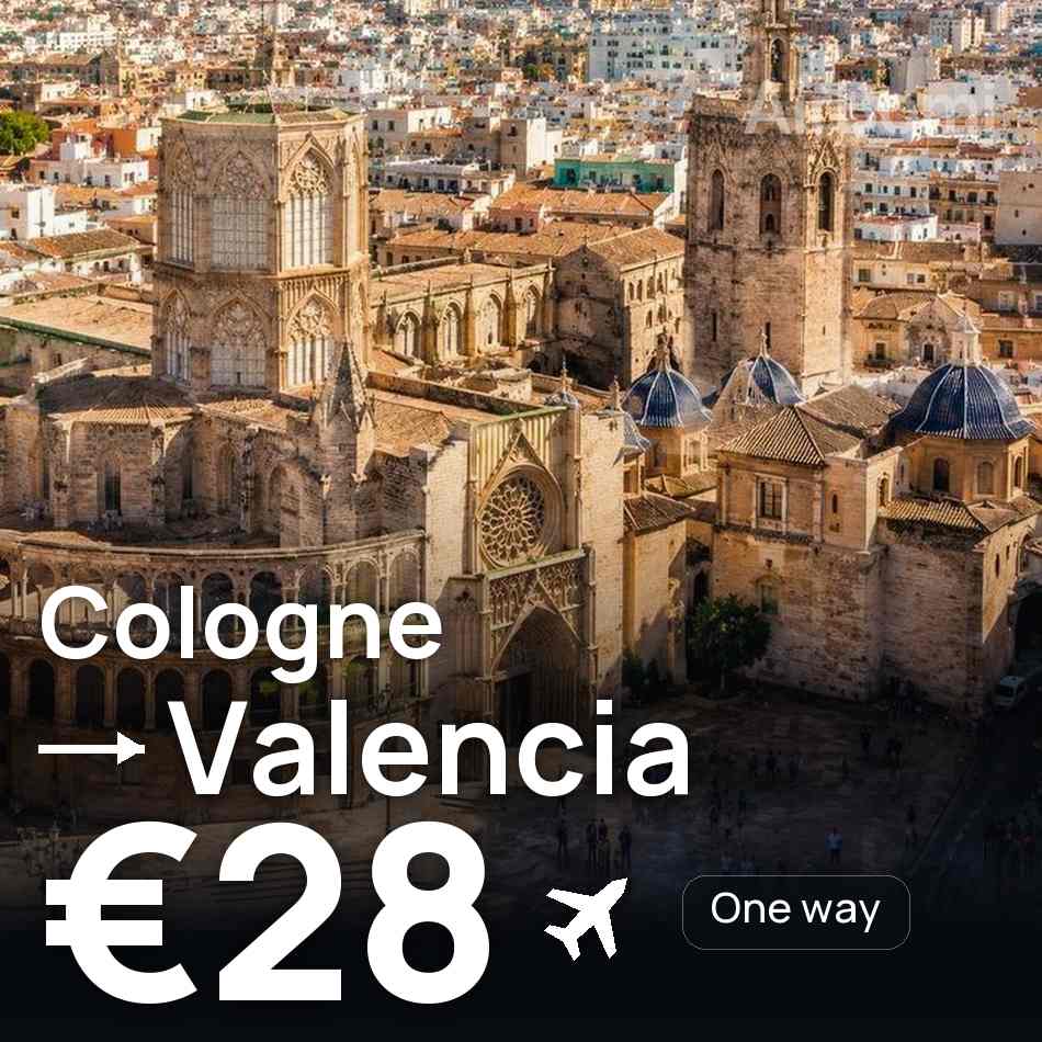 Flight ticket: Cologne to Valencia, €28