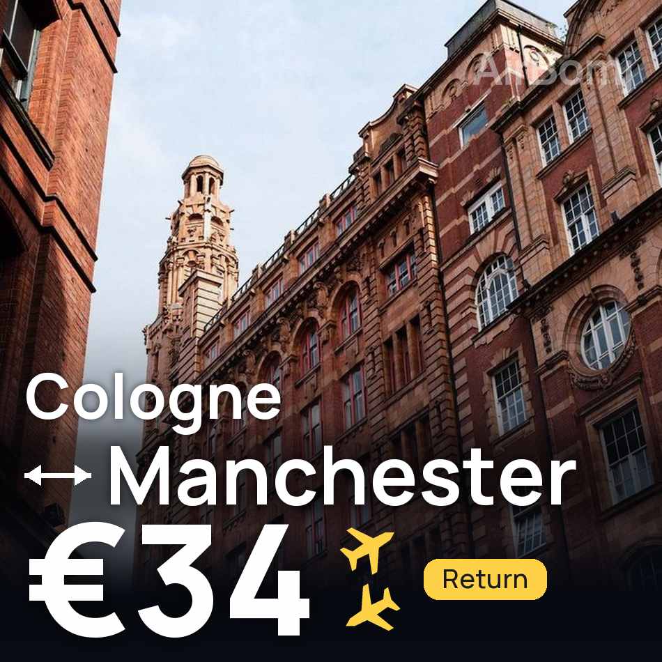 Flight ticket: Cologne to Manchester, €34