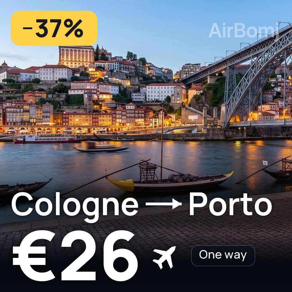 Flight ticket: Cologne to Porto, €26